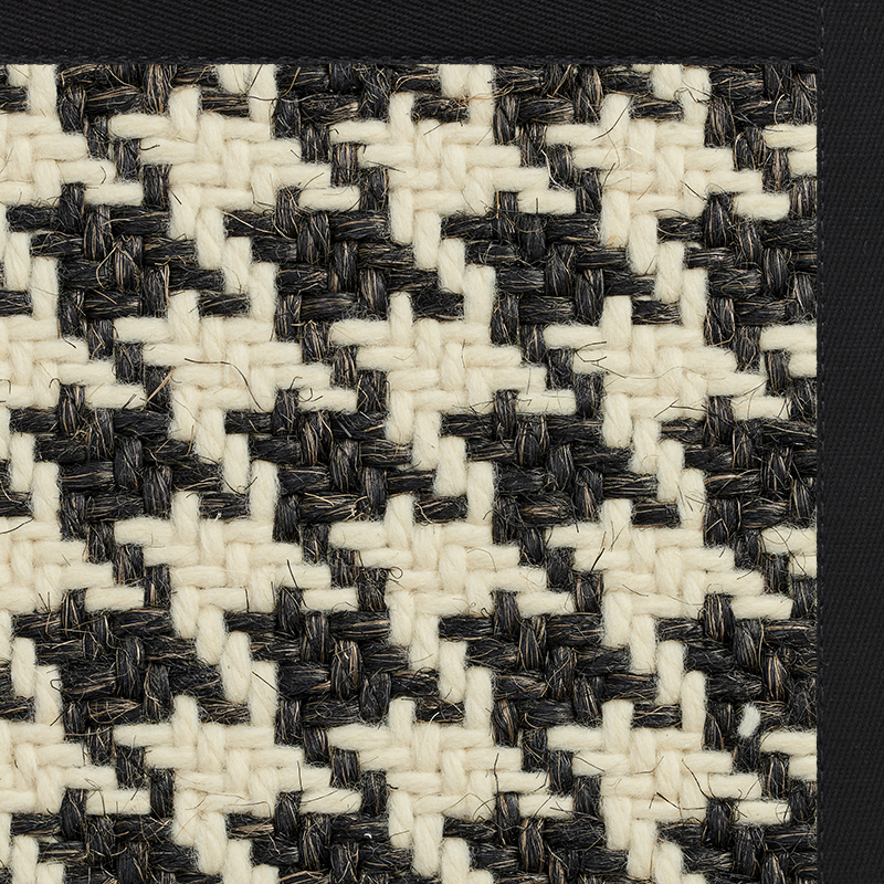 Houndstooth in Raven, Black and White Area Rug from Sisal Rugs Direct