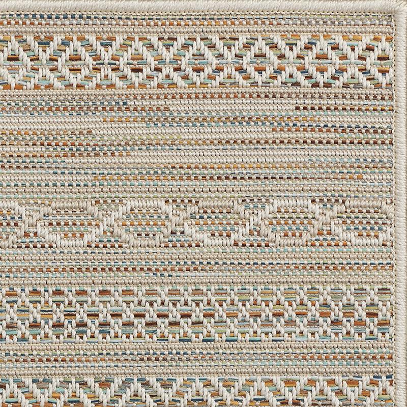 Andes Outdoor Sisal Polypropylene Rug Collection in Quartz with Matching Serged Edge** border in Matching Edge