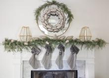 Glittered Pinecone Wreath Above Mantle