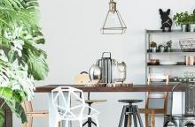 Kitchen Seating Area With Mixed Metals