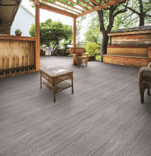 Mallorca Opal Sand Islands Rug on a Patio