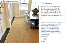 Custom seagrass rug for dining room area in home