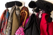 Coats hanging in mudroom