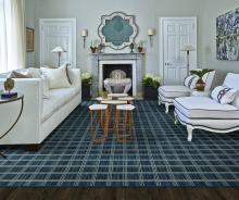 Commercial Hudson Nylon Rug in Deep Sea Blue.