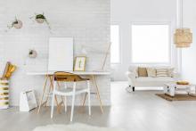 White decor with natural jute rug